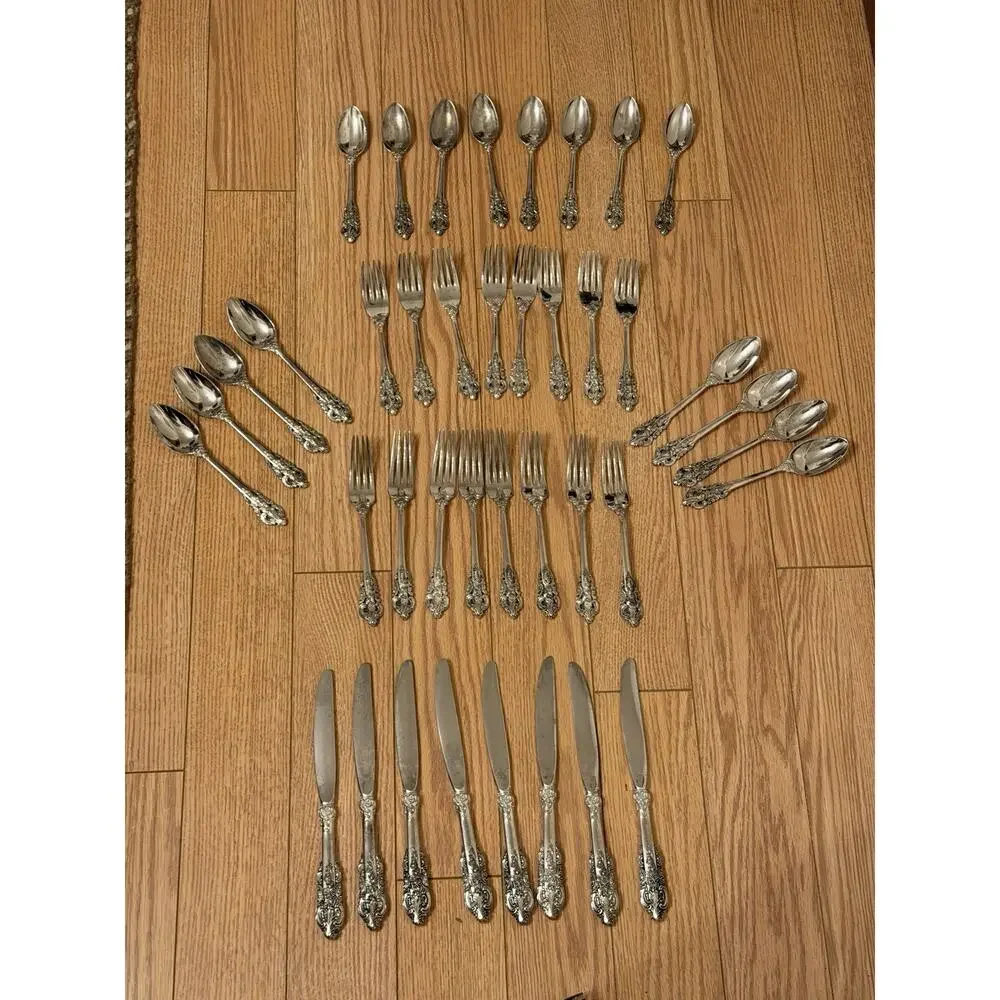 VINTAGE BAROQUE BY GODINGER Silver Plated 40 Piece Flatware Set Service For 8
